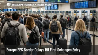 Europe EES border delays at Brussels Airport show long passport control queues for first Schengen entry travelers