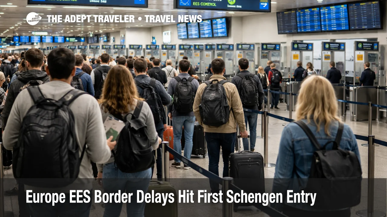 Europe EES border delays at Brussels Airport show long passport control queues for first Schengen entry travelers