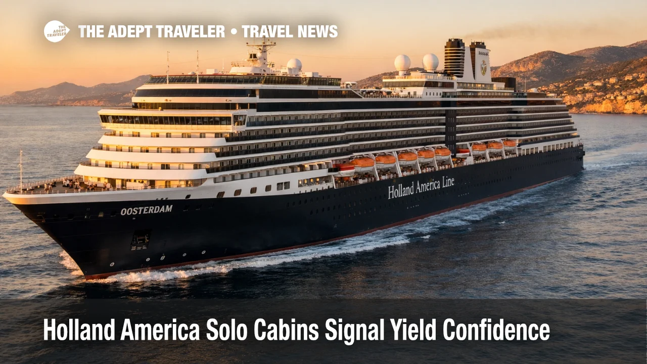 Oosterdam underway at sea as Holland America solo cabins and premium retrofit plans reshape 2027 cruise booking options