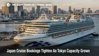 Tokyo Bay cruise terminal scene showing Japan cruise bookings pressure as Princess expands Tokyo homeport sailings