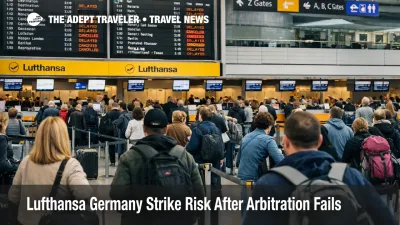 Lufthansa Germany strike risk shown by rebooking lines and delayed departures at Frankfurt Airport after arbitration talks failed