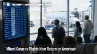 Miami Caracas flights returning on American shown at a Miami gate with an Embraer 175 and travelers awaiting boarding