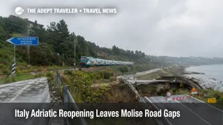 Italy Adriatic reopening near Molise shows rail restored while a damaged coastal road still limits local access