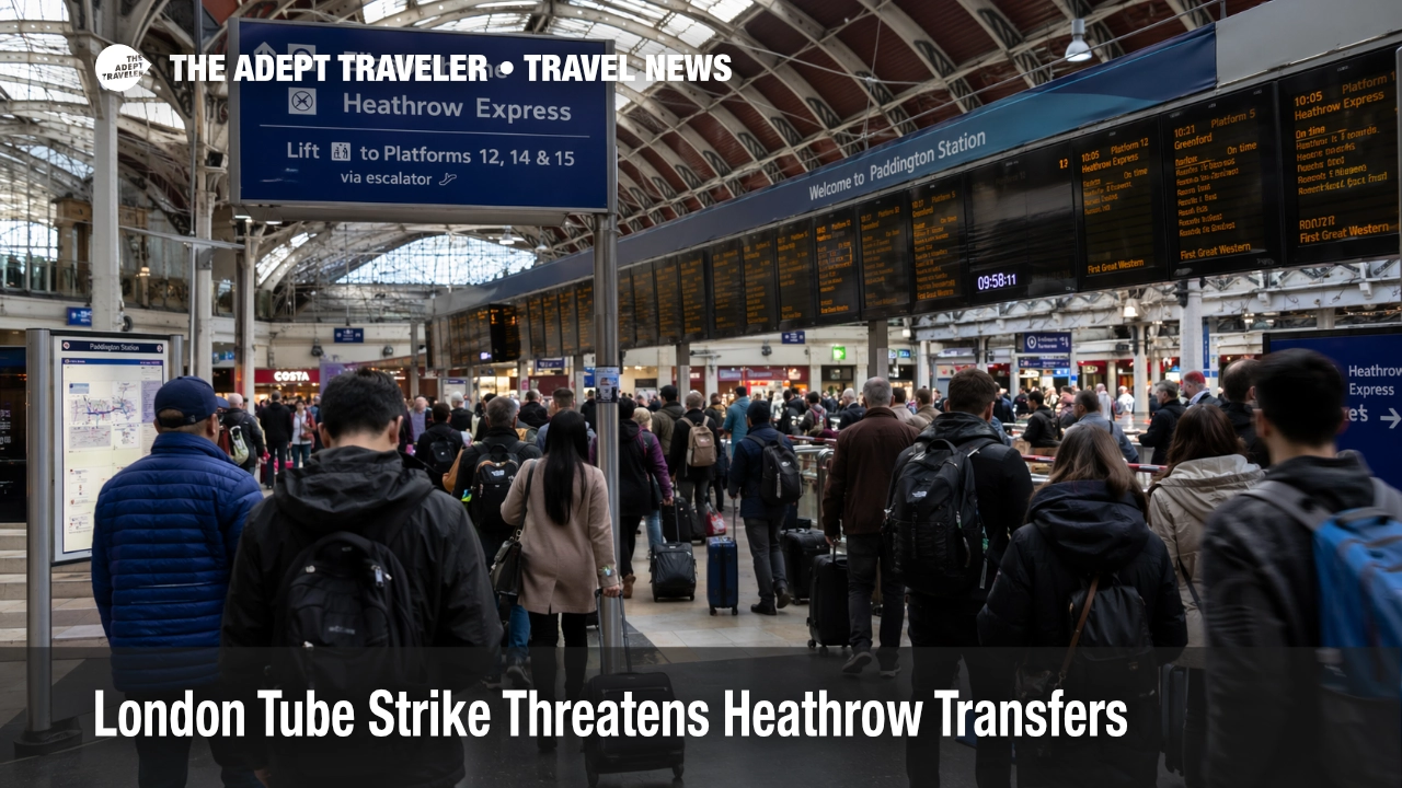 London Tube strike disruption crowds Paddington as Heathrow transfer passengers reroute to Elizabeth line and Heathrow Express