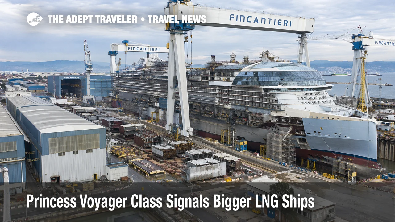 Princess Voyager class ships signaled in Monfalcone as a giant new cruise vessel takes shape at Fincantieri's yard