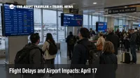 April 17 flight delays at Boston Logan show travelers watching departure boards as low ceilings raise connection risk