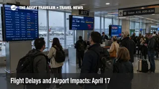 April 17 flight delays at Boston Logan show travelers watching departure boards as low ceilings raise connection risk