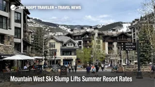 Mountain West summer resort rates rise as travelers move through a Colorado base village with thin spring snow