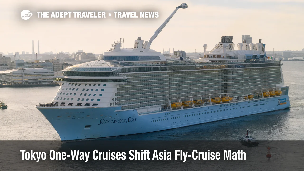 Tokyo one-way cruises on Spectrum of the Seas in Tokyo Bay show longer East Asia fly-cruise options