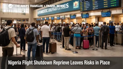Passengers queue at Lagos airport as Nigeria domestic flights remain fragile after the shutdown reprieve