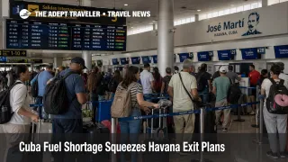 Havana airport queues at Terminal 3 show Cuba fuel shortage pressure and tighter international departure options