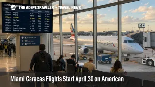 Miami Caracas flights resume from MIA as travelers wait near an Embraer 175 before the April 30 launch