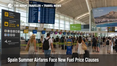 Spain summer airfares at Alicante Airport as travelers queue under departure screens during peak season booking pressure
