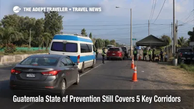 Guatemala state of prevention traffic checks slow vehicles on a main corridor between Guatemala City and Escuintla