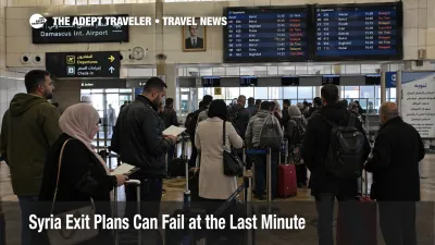 Syria exit plans shown by waiting travelers at Damascus airport as flight and border closure risk remains live