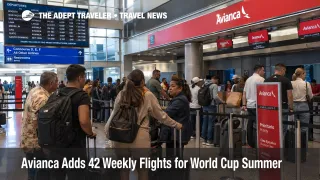 Travelers queue at Miami International Airport as Avianca summer flights add more Latin America routes.