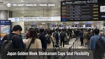 Crowded Tokyo Station gates show Japan Golden Week Shinkansen travelers lining up for reserved Nozomi trains.