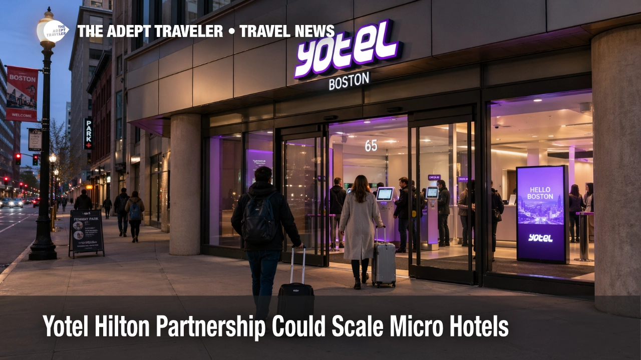 Travelers enter YOTEL Boston as the Yotel Hilton partnership expands compact city hotel booking options.