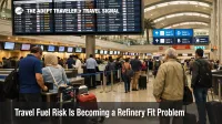 Travel fuel risk at Dubai airport shows busy check in lines and long haul departure pressure amid Gulf fuel disruption