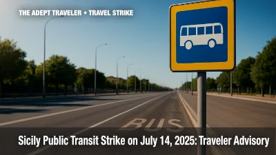 Empty bus lane in Palermo during Sicily public transit strike July 14 2025.